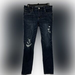 American Eagle Distressed Dark Blue Women's Jeans